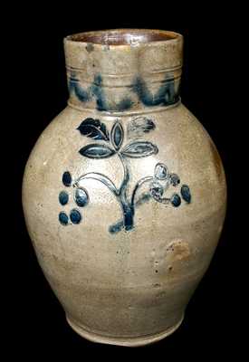 Hartford, CT Stoneware Pitcher with Incised Floral Decoration