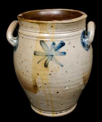 Early Open-handled Stoneware Jar with Asterisk Decoration