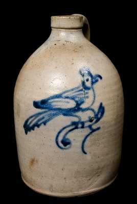 WEST TROY POTTERY Stoneware Jug with Bird Decoration