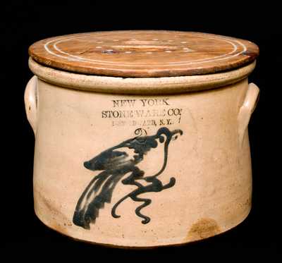 NEW YORK STONEWARE CO. Stoneware Cake Crock w/ Bird