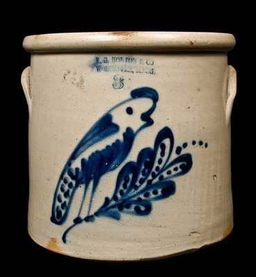 F.B. NORTON & CO / WORCESTER, MASS Stoneware Crock w/ Parrot