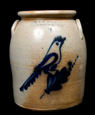 E & L P NORTON / BENNINGTON VT Stoneware Jar w/ Bird