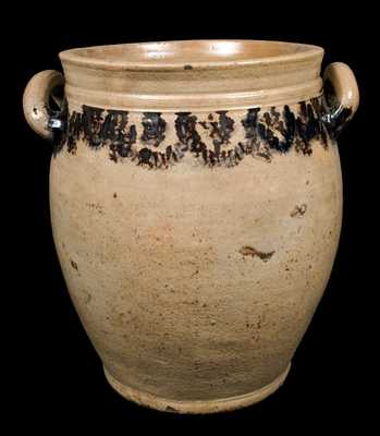 Manhattan Stoneware Jar with Purplish Slip Decoration,attrib. Crolius
