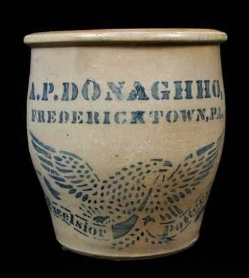 A.P. DONAGHHO, / FREDERICKTOWN, PA Stoneware Jar with Eagle