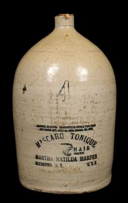 Rochester, NY Stoneware Hair Tonic Advertising Jug