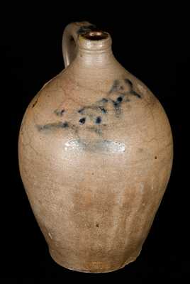 Early Stoneware Jug with Cobalt Bird Decoration