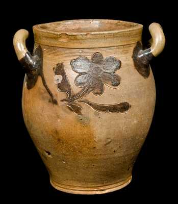 Early Manhattan Stoneware Jar with Manganese Decoration