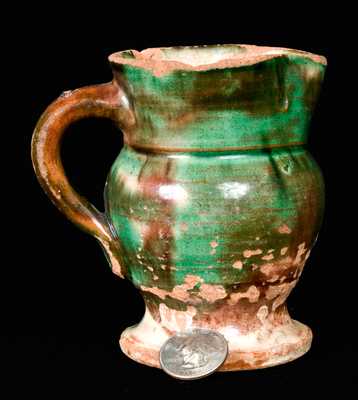 Strasburg, VA Redware Creamer, Multi-Glazed.