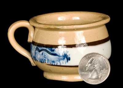 Miniature Yellowware Potty with Mocha Seaweed Decoration