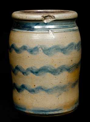 Stripe-Decorated Western PA Stoneware Jar