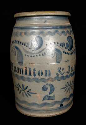 Hamilton & Jones, Greensboro, PA Stoneware Jar w/ Freehand Dec.