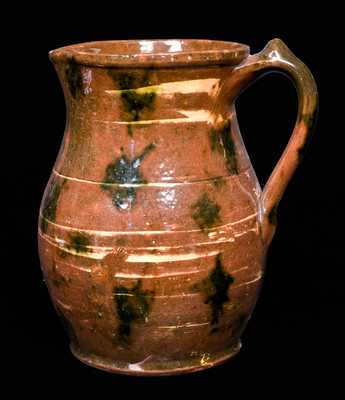 Redware Pitcher with Copper Decoration