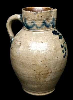 Hartford, CT Stoneware Pitcher with Incised Floral Decoration