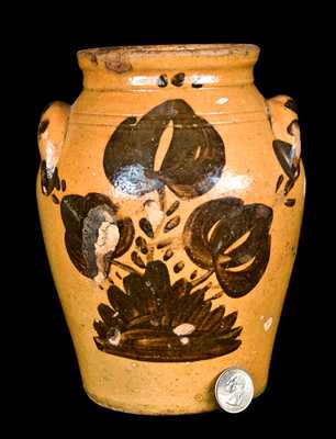 New England Redware Jar with Manganese Decoration