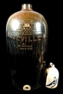 Extremely Large E. M. Ransbottom, Roseville, OH, 1895 Stoneware Jug Cooler