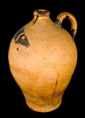 Extremely Fine Ohio Stoneware Jug w/ Incised Fish Decoration