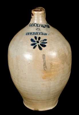 GOODWIN & WEBSTER, Hartford Stoneware Jug w/ Incised Floral Decoration