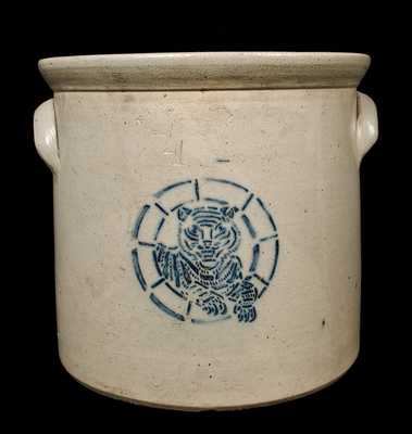 F.T. WRIGHT & SON, / STONEWARE / TAUNTON, MASS Crock, Stenciled Tiger