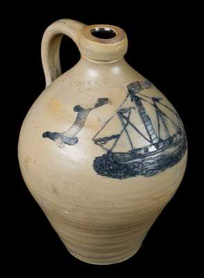 N. CLARK & CO. / MOUNT MORRIS Incised Ship Jug