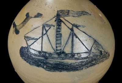 N. CLARK & CO. / MOUNT MORRIS Incised Ship Jug