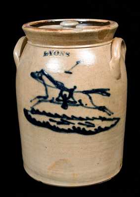 LYONS (New York) Stoneware Jar with Horse