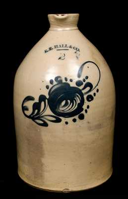 E.E. HALL & CO. Stoneware Syrup Jug.