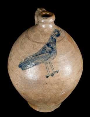 Exceptional Stoneware Jug with Incised Bird, Manhattan, NY