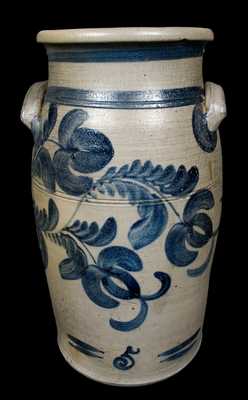 Five-Gallon HAMILTON / Greensboro / PA Fuschia-Decorated Stoneware Churn