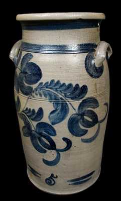 Five-Gallon HAMILTON / Greensboro / PA Fuschia-Decorated Stoneware Churn