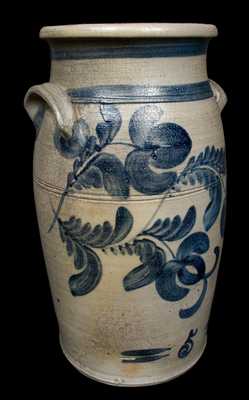 Five-Gallon HAMILTON / Greensboro / PA Fuschia-Decorated Stoneware Churn