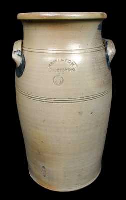 Five-Gallon HAMILTON / Greensboro / PA Fuschia-Decorated Stoneware Churn