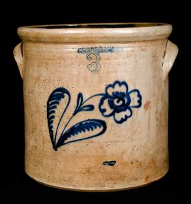 GEDDES. N.Y. Stoneware Crock w/ Floral Decoration