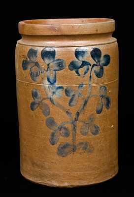 Unusual Baltimore Clover Decorated Stoneware Crock