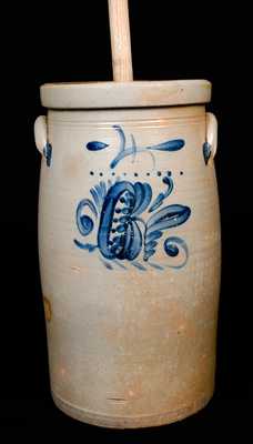 Midwestern Stoneware Churn w/ Floral Decoration