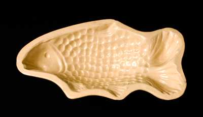 Yellowware Fish Mold, Large-Sized