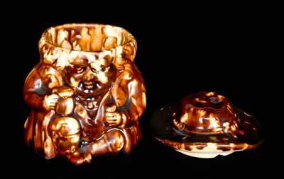 Lyman Fenton & Co / Fenton / ENAMEL / PATENTED / 1849 / BENNINGTON, Vt. Rockingham Lidded Toby Jar