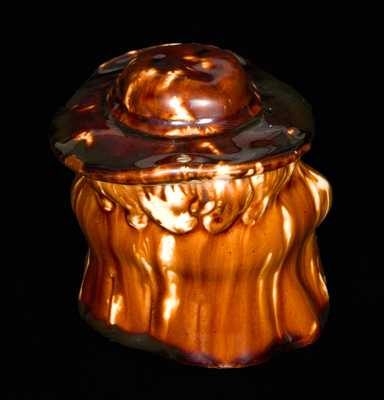 Lyman Fenton & Co / Fenton / ENAMEL / PATENTED / 1849 / BENNINGTON, Vt. Rockingham Lidded Toby Jar