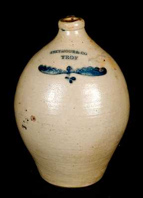 I. SEYMOUR & CO / TROY Stoneware Jug with Incised Dec.