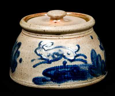 Diebboll Stoneware Lidded Jar with Fox and Rabbit (Contemporary)