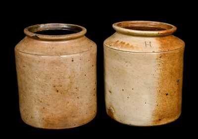 Two Stoneware Jars with Impressed 