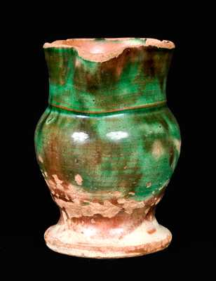 Strasburg, VA Redware Creamer, Multi-Glazed.