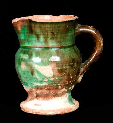 Strasburg, VA Redware Creamer, Multi-Glazed.