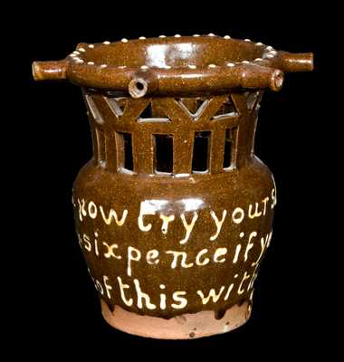 English Redware Puzzle Mug