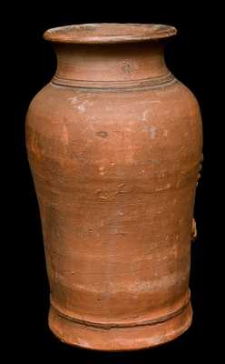 Redware Vase with Applied Floral Decoration.