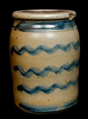 Stripe-Decorated Western PA Stoneware Jar