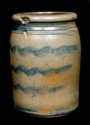 Stripe-Decorated Western PA Stoneware Jar