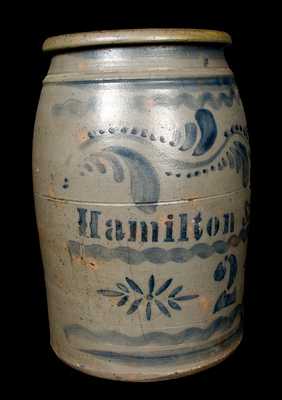 Hamilton & Jones, Greensboro, PA Stoneware Jar w/ Freehand Dec.