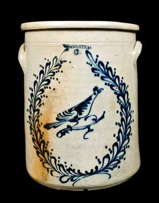 WHITE'S UTICA Stoneware Jar with Bird in Wreath