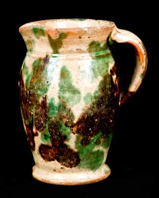 Shenandoah Valley Redware Pitcher, Multi-Glaze