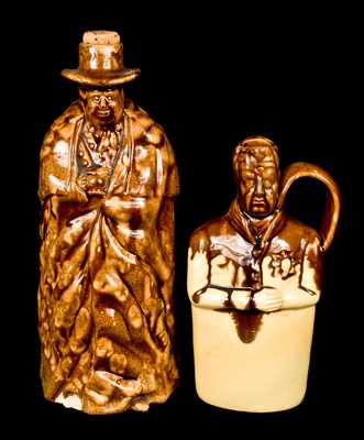 Lot of Two Rockingham Figural Bottles